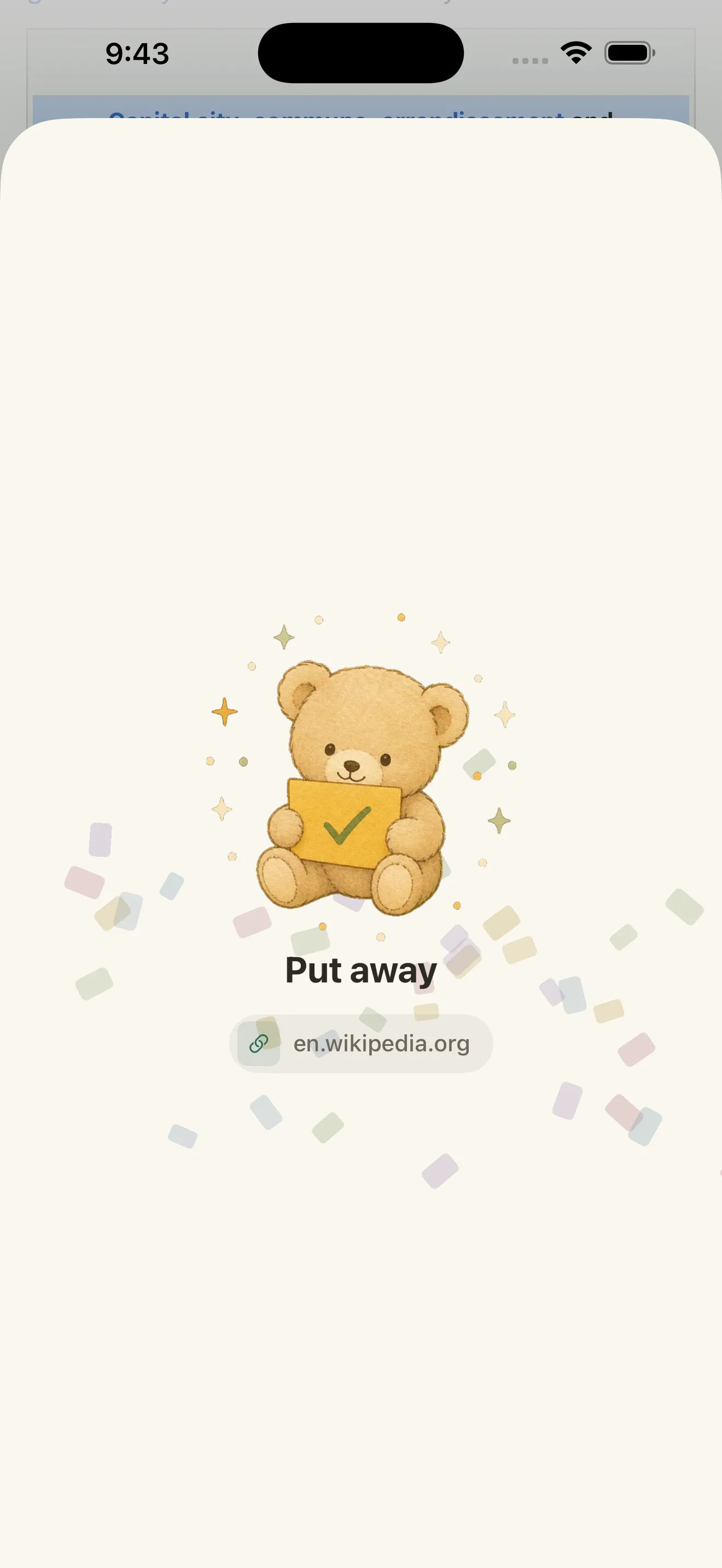 The card confirming the save, with a link back to the original page below it